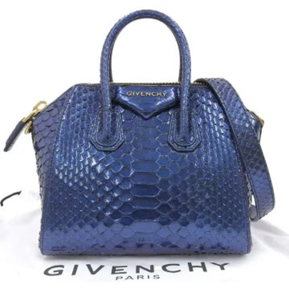 Givenchy Antigona Bag Handbag Shoulder Metallic Blue Rare